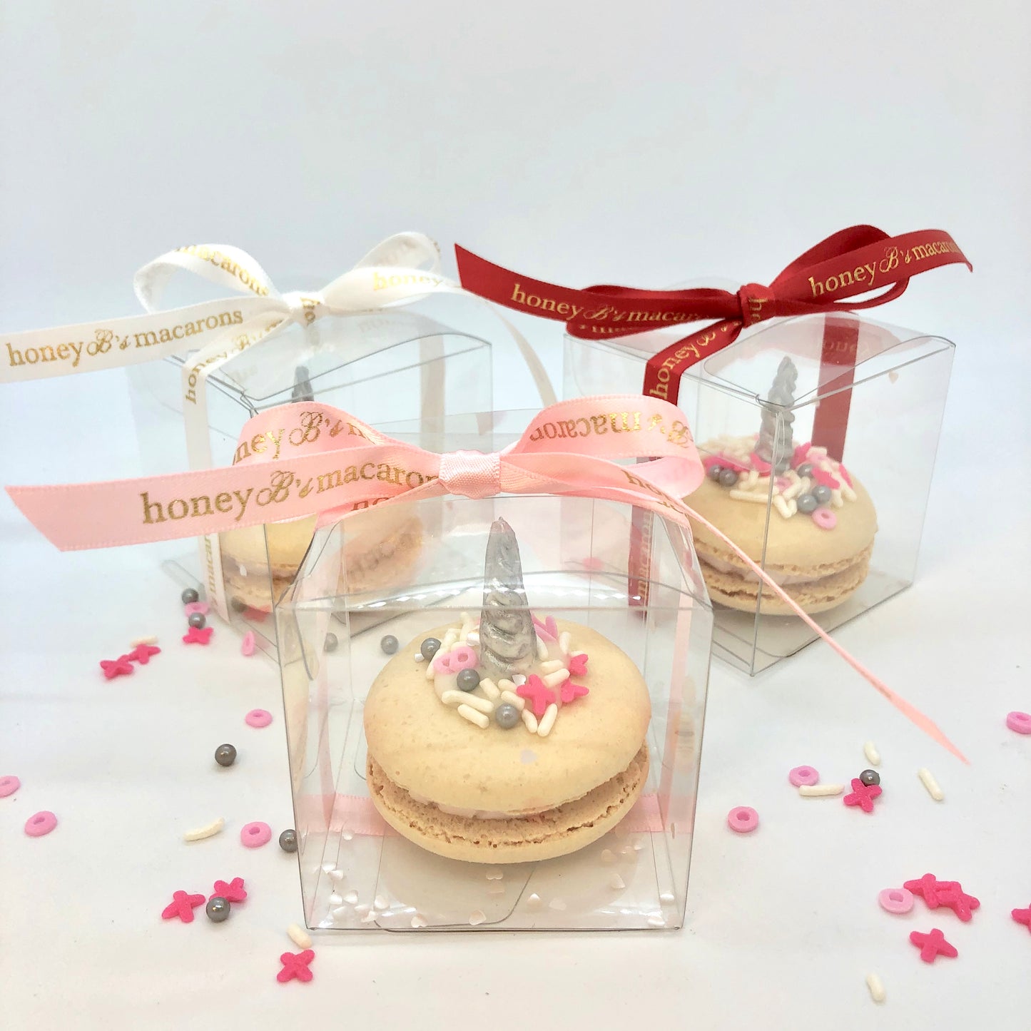 Baby Unicorn_These whimsical macarons are shaped like unicorns and filled with our dreamy pink cotton candy buttercream.